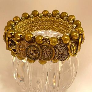 Stretch handmade gold coins all around Bracelet